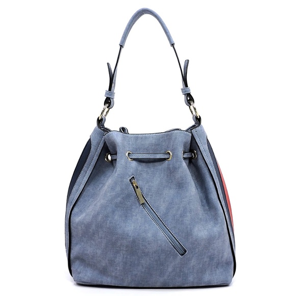 NEW Textured Drawstring Shoulder Bag Hobo - Picture 4 of 8